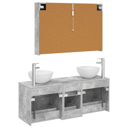 vidaXL Bathroom Furniture Set 4 pcs Concrete Grey