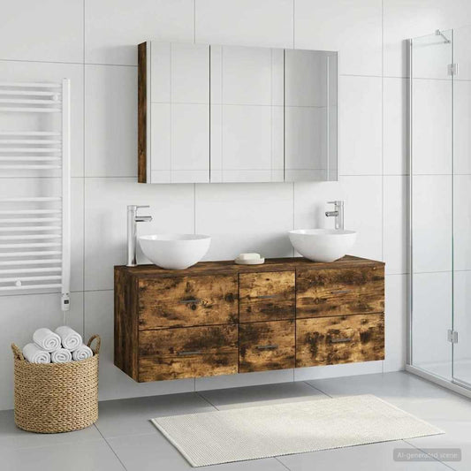 vidaXL Bathroom Furniture Set 4 pcs Smoked Oak