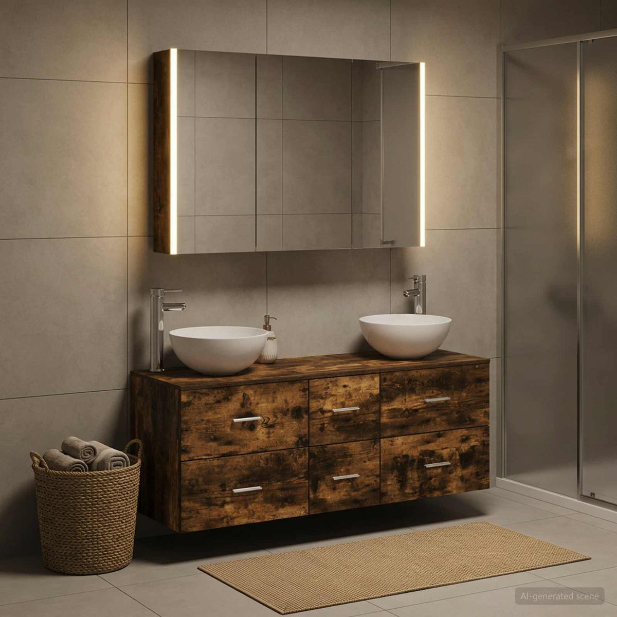 vidaXL Bathroom Furniture Set 4 pcs Smoked Oak