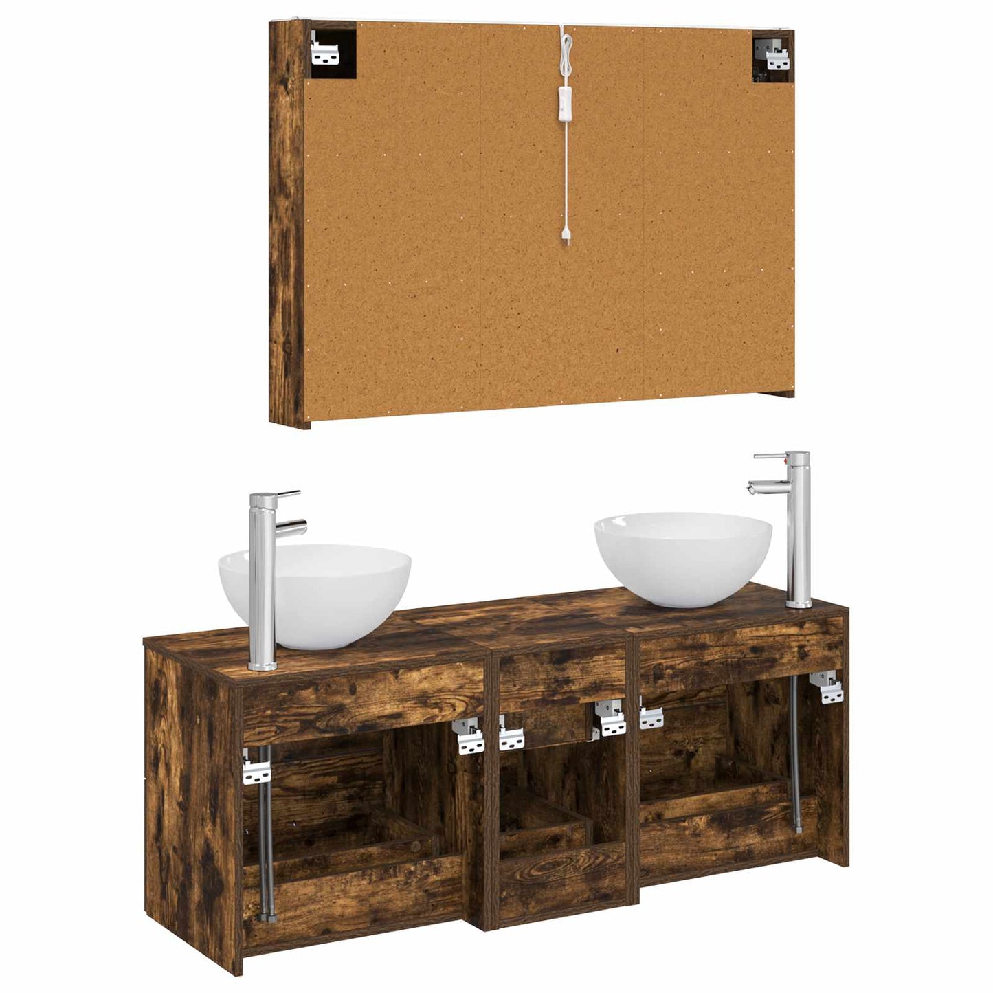 vidaXL Bathroom Furniture Set 4 pcs Smoked Oak