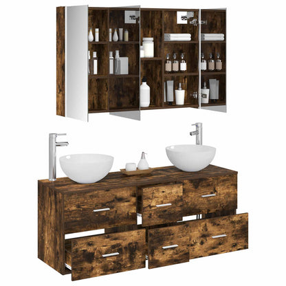 vidaXL Bathroom Furniture Set 4 pcs Smoked Oak