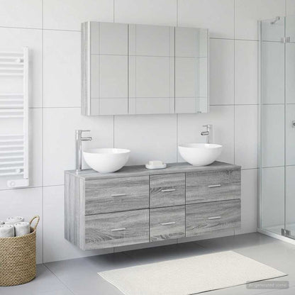 vidaXL Bathroom Furniture Set 4 pcs Grey Sonoma