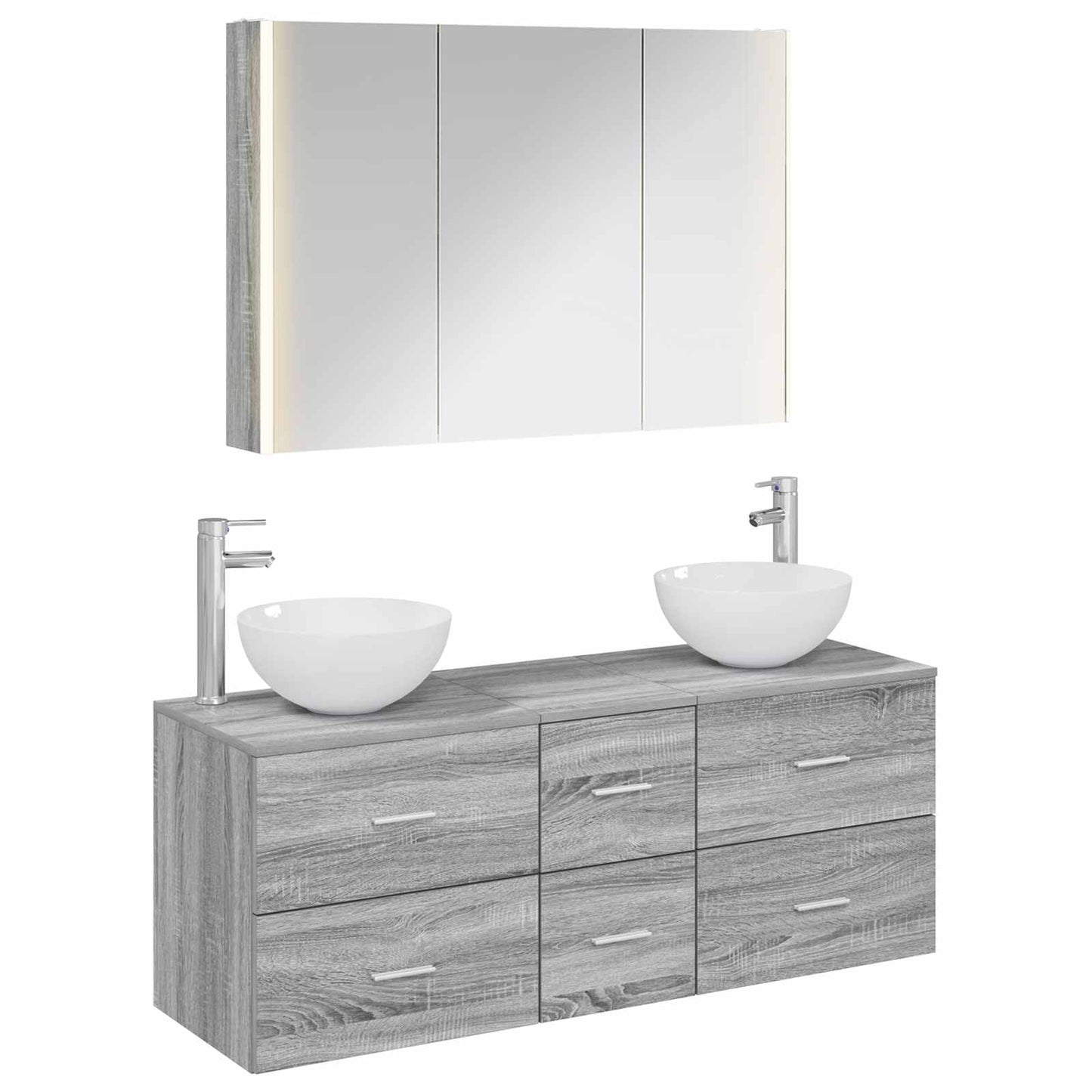 vidaXL Bathroom Furniture Set 4 pcs Grey Sonoma