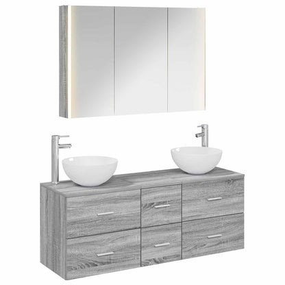 vidaXL Bathroom Furniture Set 4 pcs Grey Sonoma
