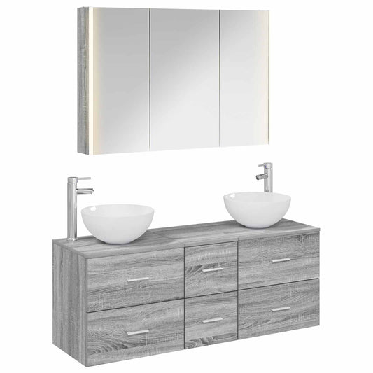vidaXL Bathroom Furniture Set 4 pcs Grey Sonoma