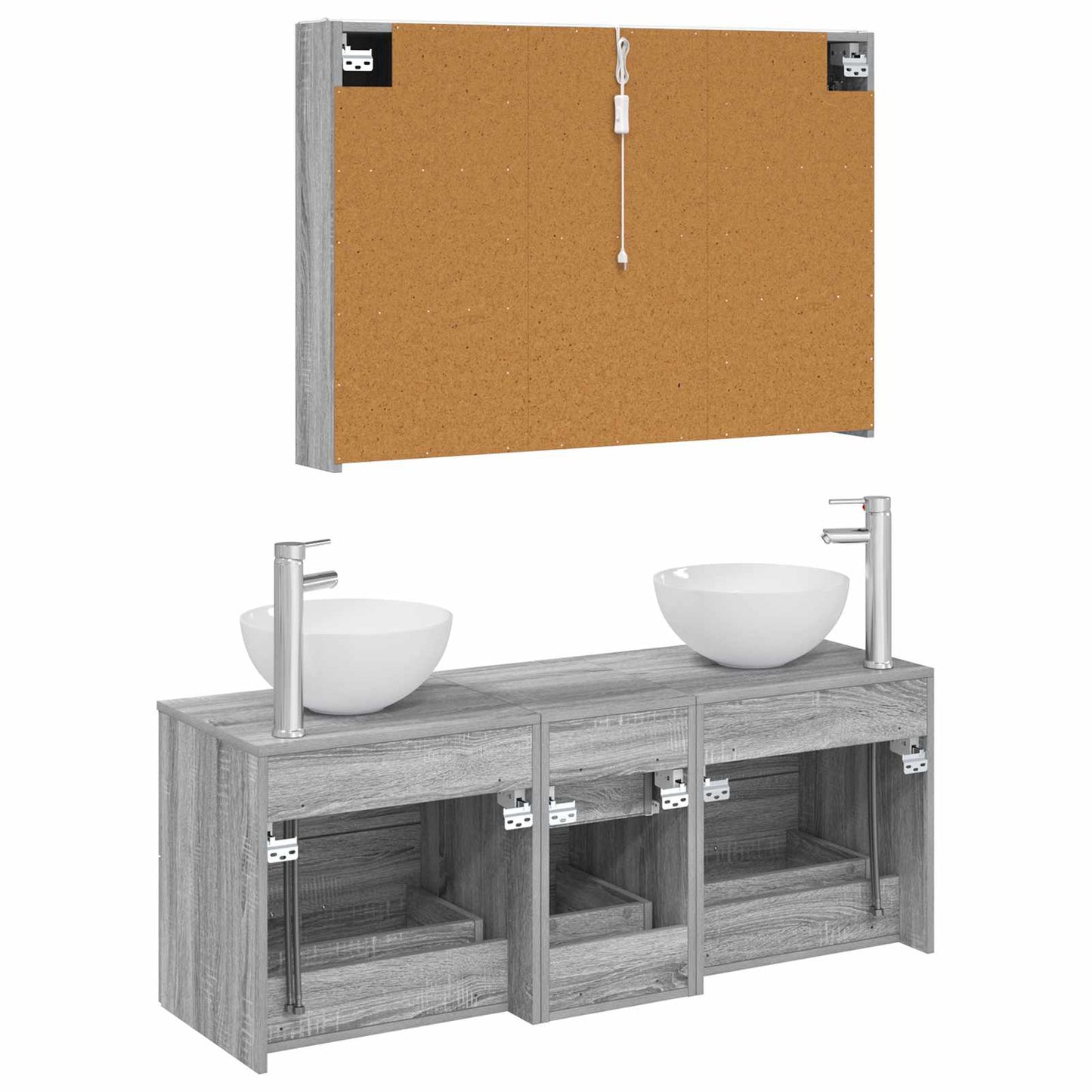 vidaXL Bathroom Furniture Set 4 pcs Grey Sonoma