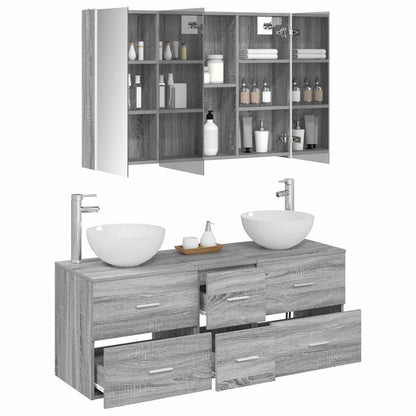 vidaXL Bathroom Furniture Set 4 pcs Grey Sonoma