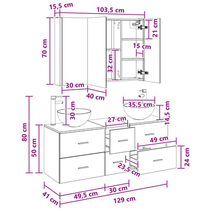 vidaXL Bathroom Furniture Set 4 pcs Grey Sonoma