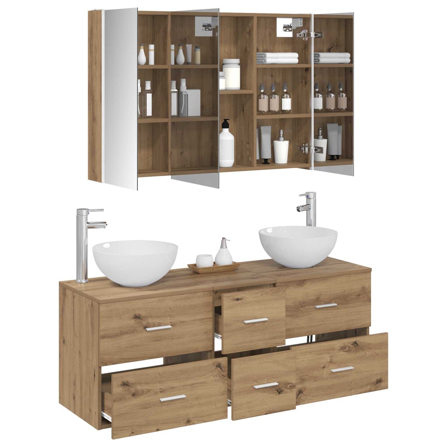 vidaXL Bathroom Furniture Set 4 pcs Artisan Oak
