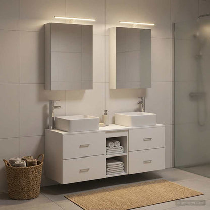 vidaXL Bathroom Furniture Set 5 pcs White Engineered Wood and Glass