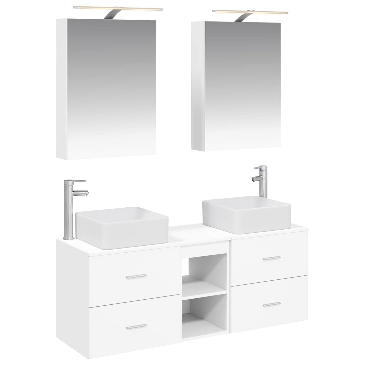 vidaXL Bathroom Furniture Set 5 pcs White Engineered Wood and Glass