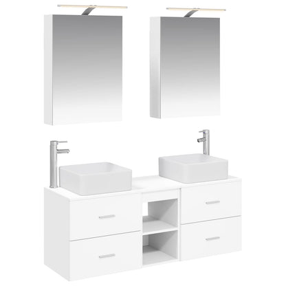 vidaXL Bathroom Furniture Set 5 pcs White Engineered Wood and Glass