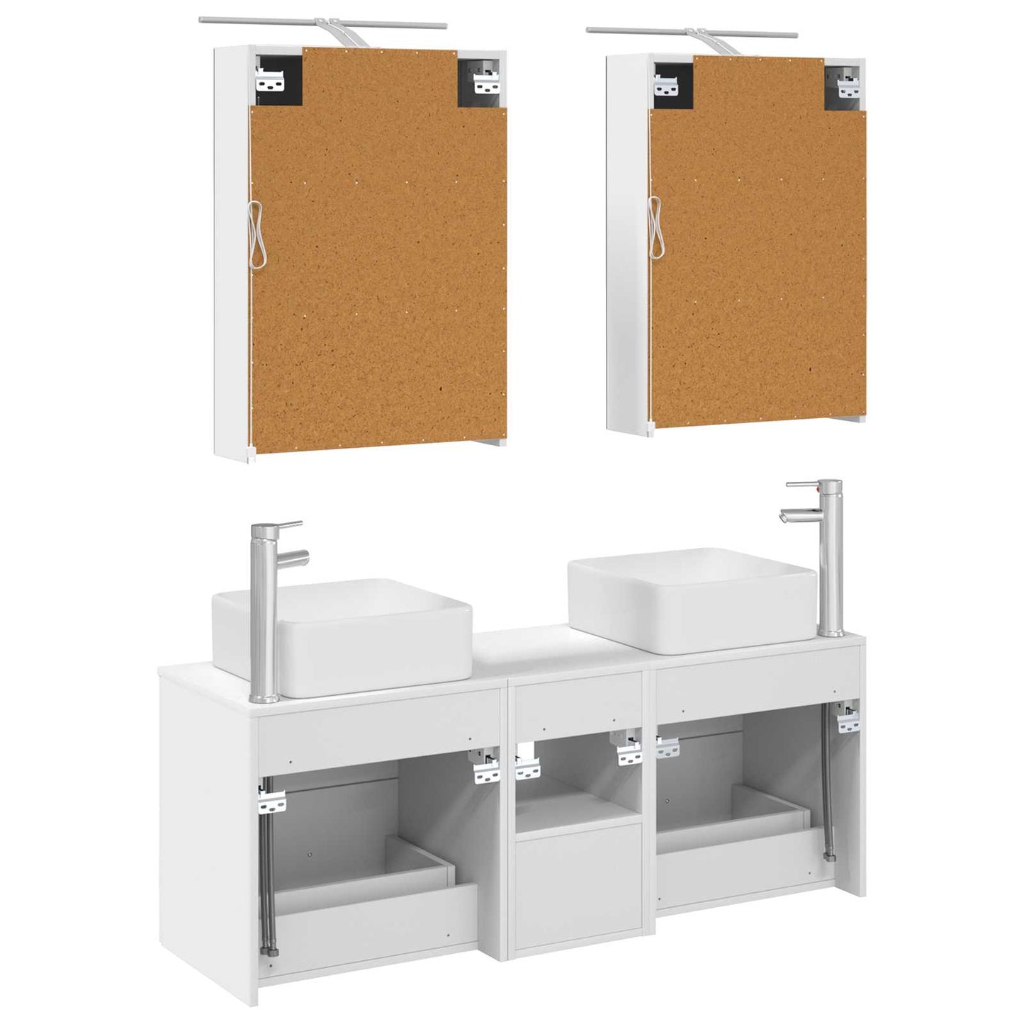 vidaXL Bathroom Furniture Set 5 pcs White Engineered Wood and Glass