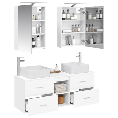 vidaXL Bathroom Furniture Set 5 pcs White Engineered Wood and Glass