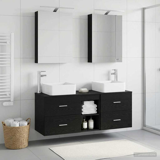 vidaXL Bathroom Furniture Set 5 pcs Black Oak