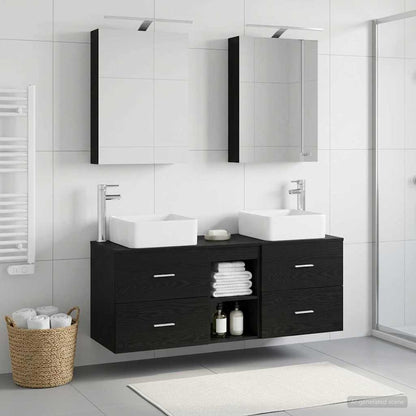 vidaXL Bathroom Furniture Set 5 pcs Black Oak