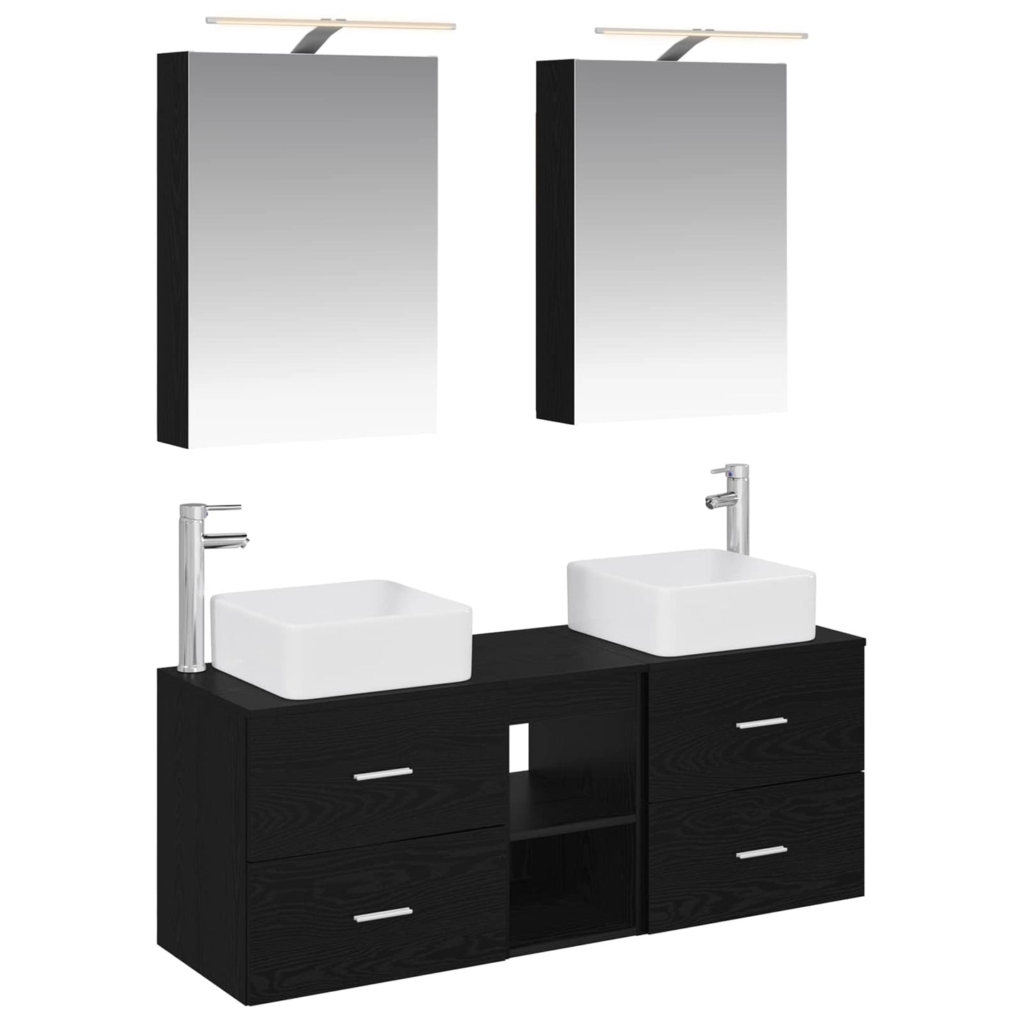 vidaXL Bathroom Furniture Set 5 pcs Black Oak