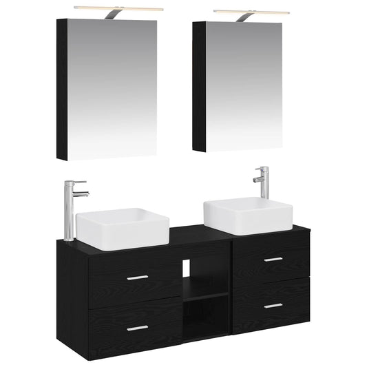 vidaXL Bathroom Furniture Set 5 pcs Black Oak