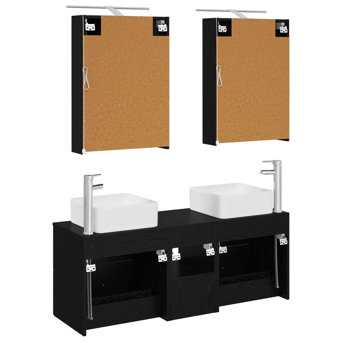 vidaXL Bathroom Furniture Set 5 pcs Black Oak