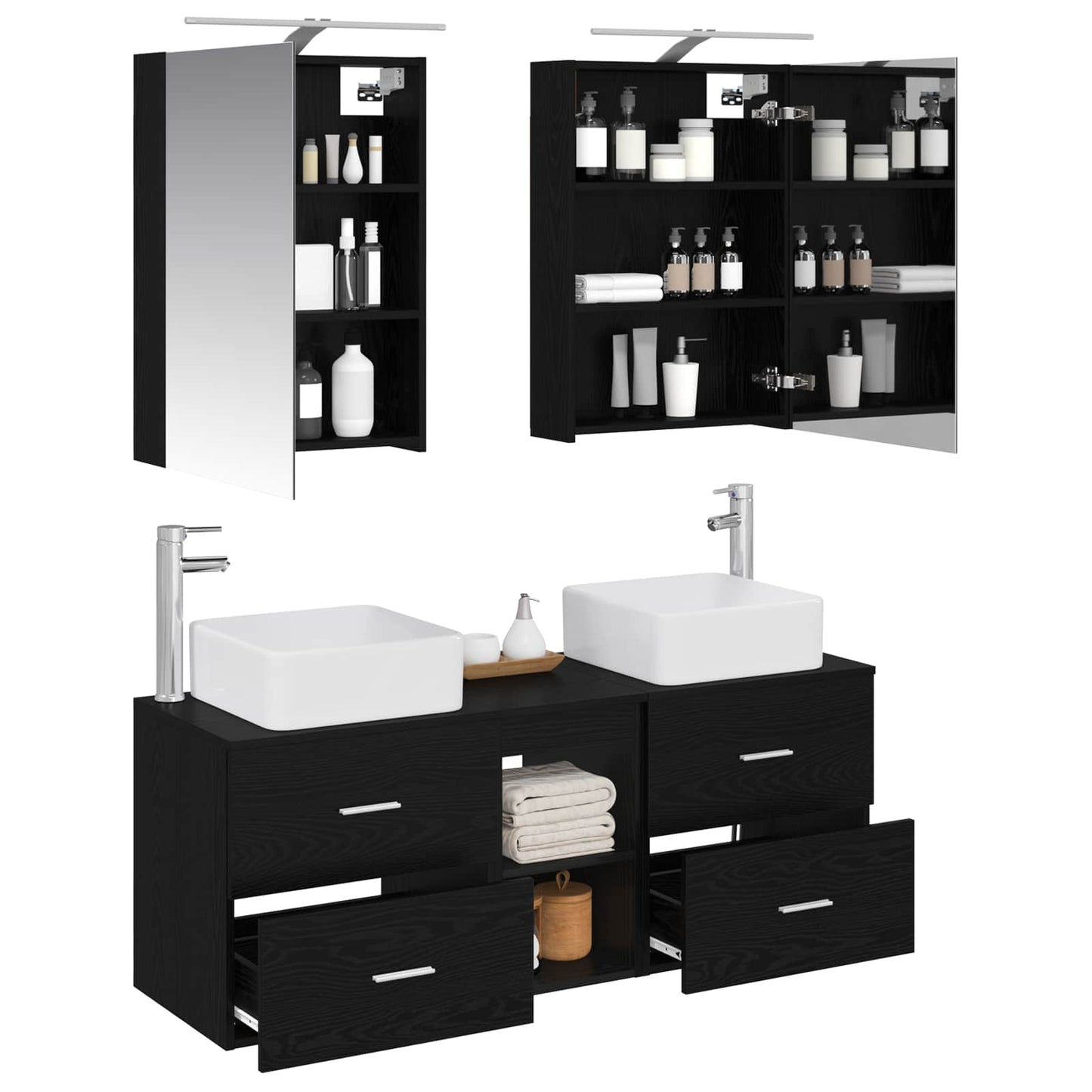 vidaXL Bathroom Furniture Set 5 pcs Black Oak