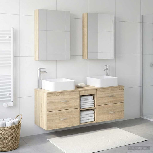vidaXL Bathroom Furniture Set 5 pcs Sonoma Oak