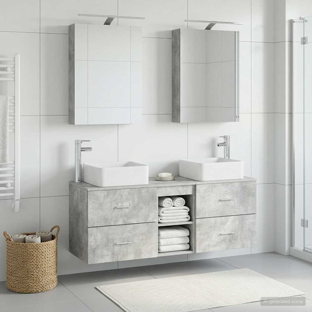 vidaXL Bathroom Furniture Set 5 pcs Concrete Grey