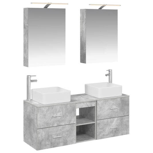 vidaXL Bathroom Furniture Set 5 pcs Concrete Grey
