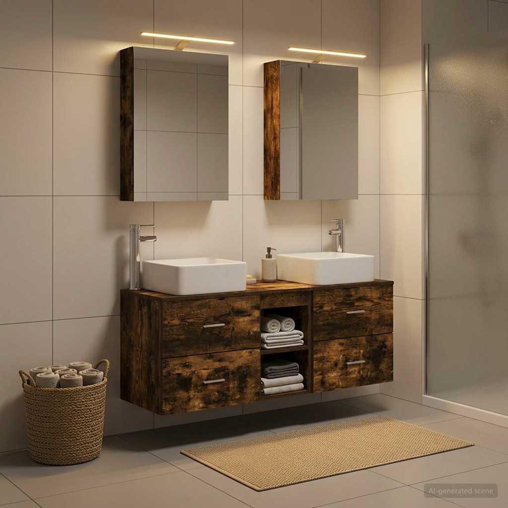vidaXL Bathroom Furniture Set 5 pcs Smoked Oak