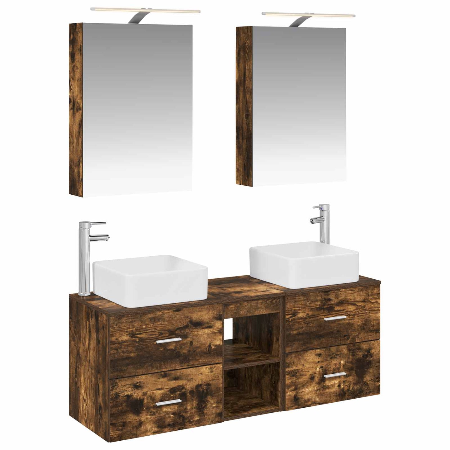 vidaXL Bathroom Furniture Set 5 pcs Smoked Oak