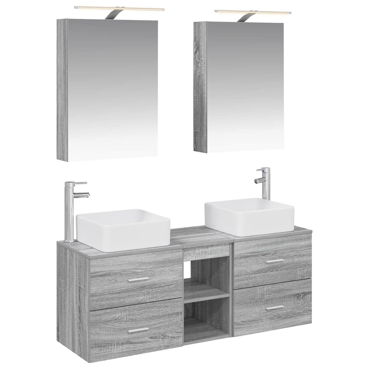 vidaXL Bathroom Furniture Set 5 pcs Grey Sonoma