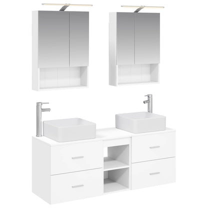 vidaXL Bathroom Furniture Set 5 pcs White Engineered Wood and Glass