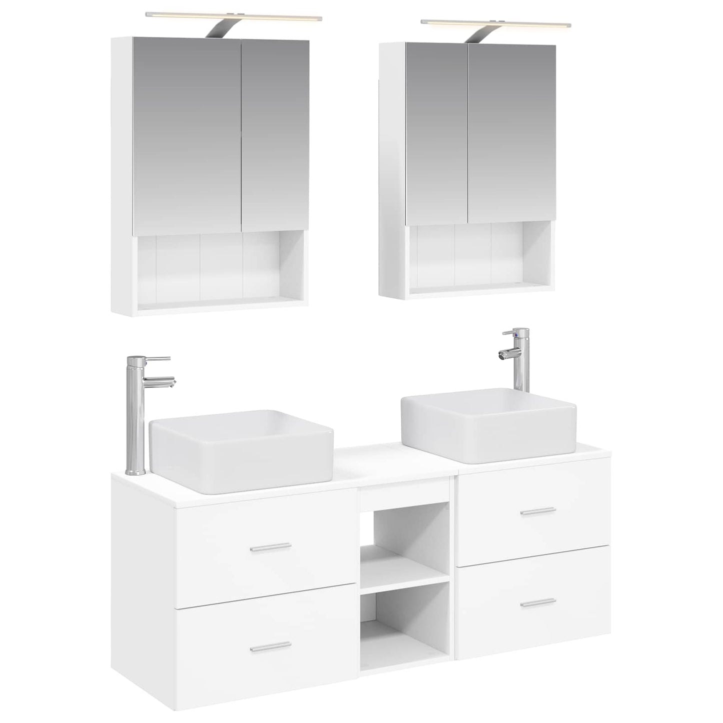 vidaXL Bathroom Furniture Set 5 pcs White Engineered Wood and Glass