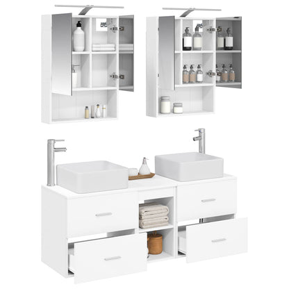 vidaXL Bathroom Furniture Set 5 pcs White Engineered Wood and Glass