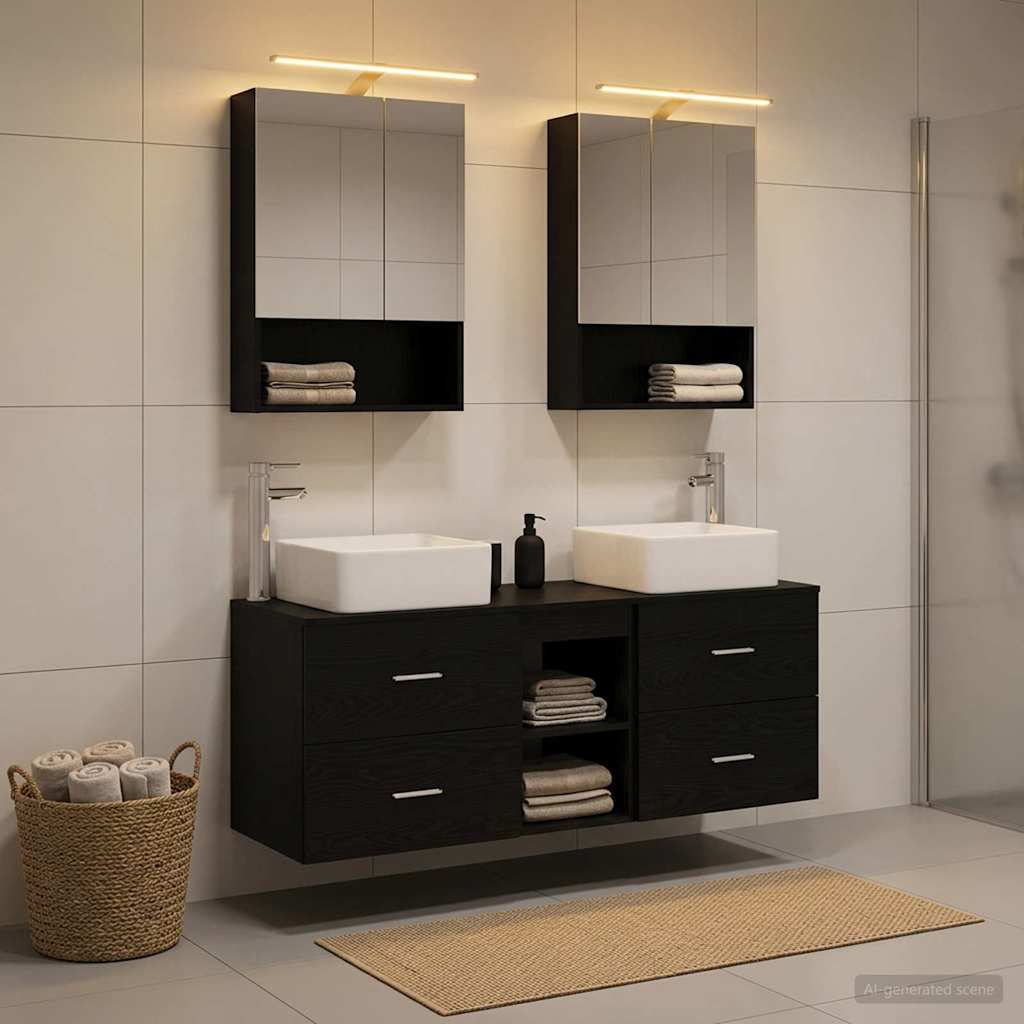 vidaXL Bathroom Furniture Set 5 pcs Black Oak