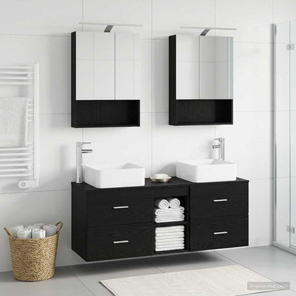 vidaXL Bathroom Furniture Set 5 pcs Black Oak