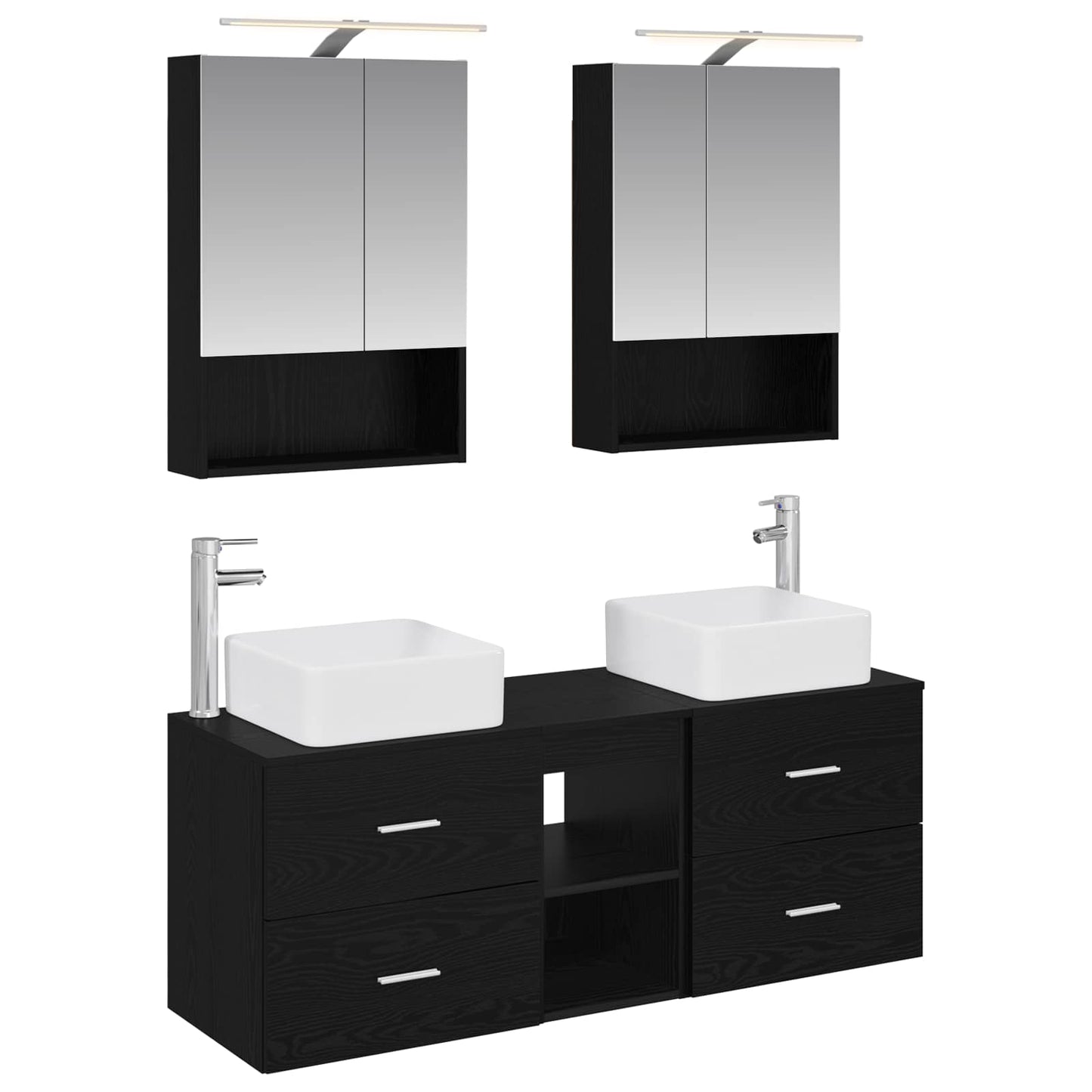 vidaXL Bathroom Furniture Set 5 pcs Black Oak