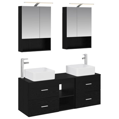 vidaXL Bathroom Furniture Set 5 pcs Black Oak