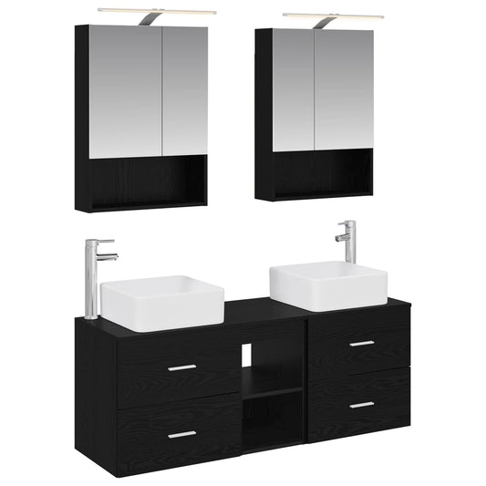 vidaXL Bathroom Furniture Set 5 pcs Black Oak