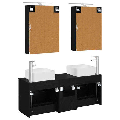 vidaXL Bathroom Furniture Set 5 pcs Black Oak