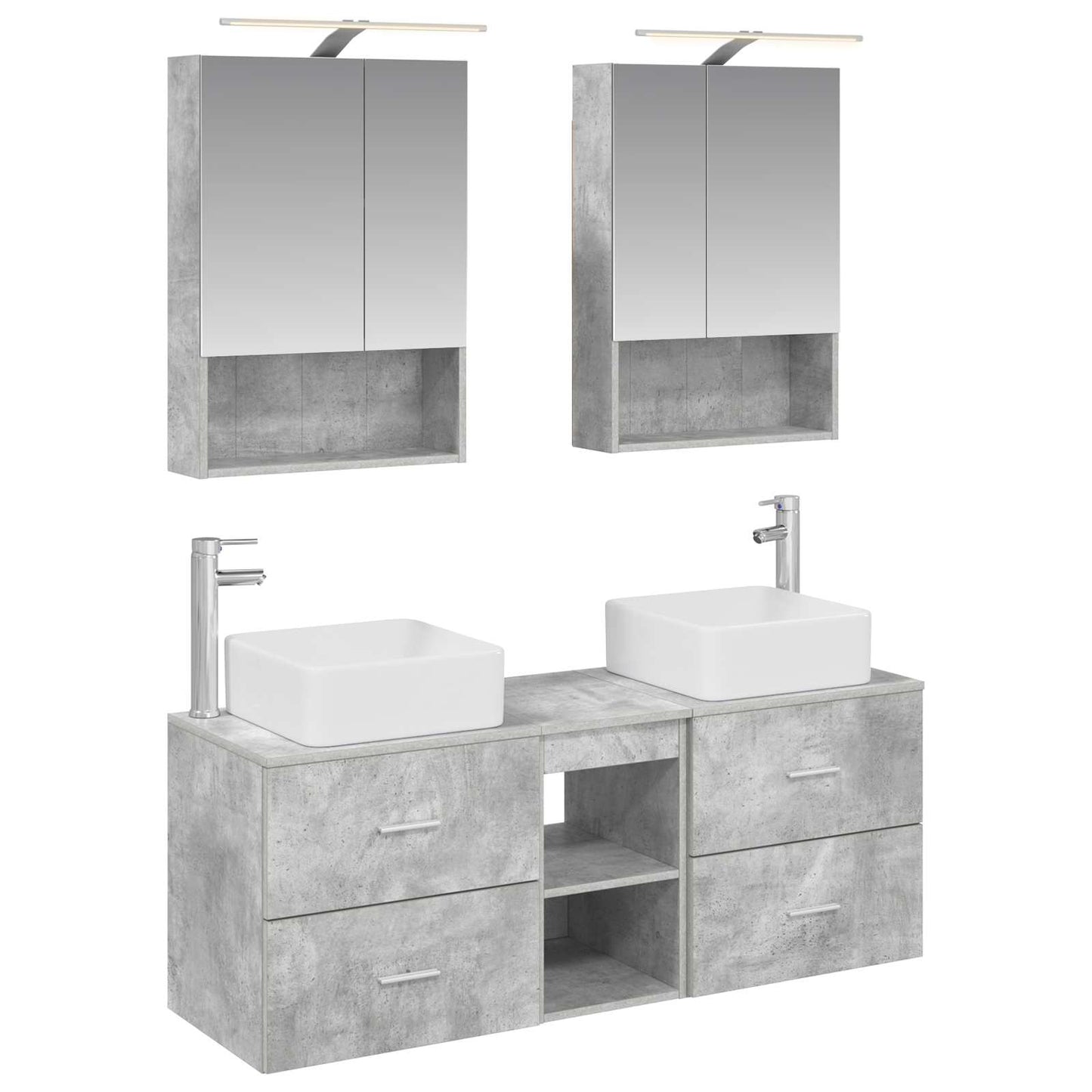 vidaXL Bathroom Furniture Set 5 pcs Concrete Grey