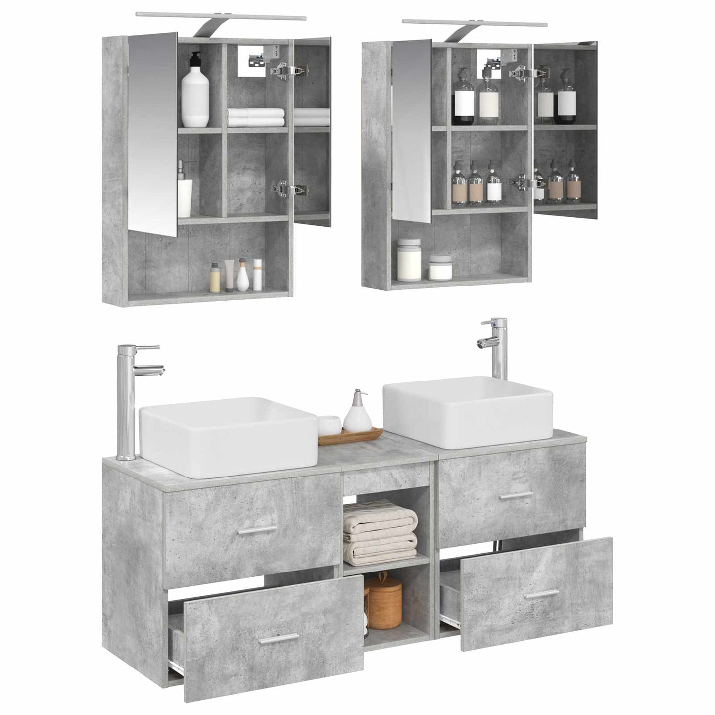 vidaXL Bathroom Furniture Set 5 pcs Concrete Grey