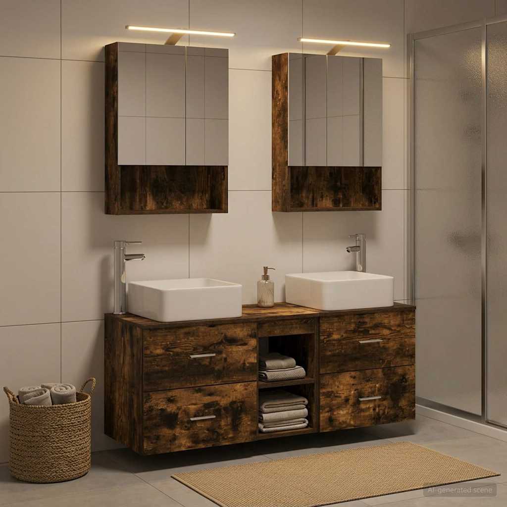 vidaXL Bathroom Furniture Set 5 pcs Smoked Oak