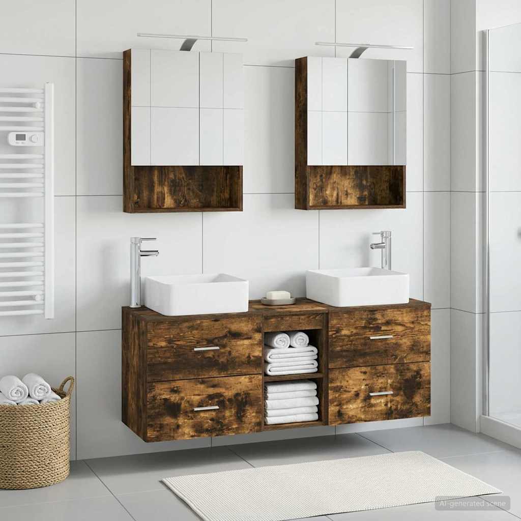 vidaXL Bathroom Furniture Set 5 pcs Smoked Oak