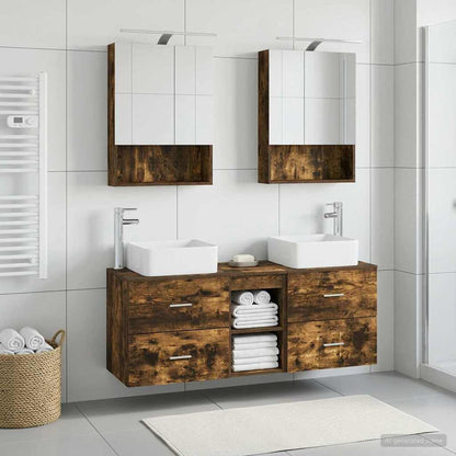 vidaXL Bathroom Furniture Set 5 pcs Smoked Oak