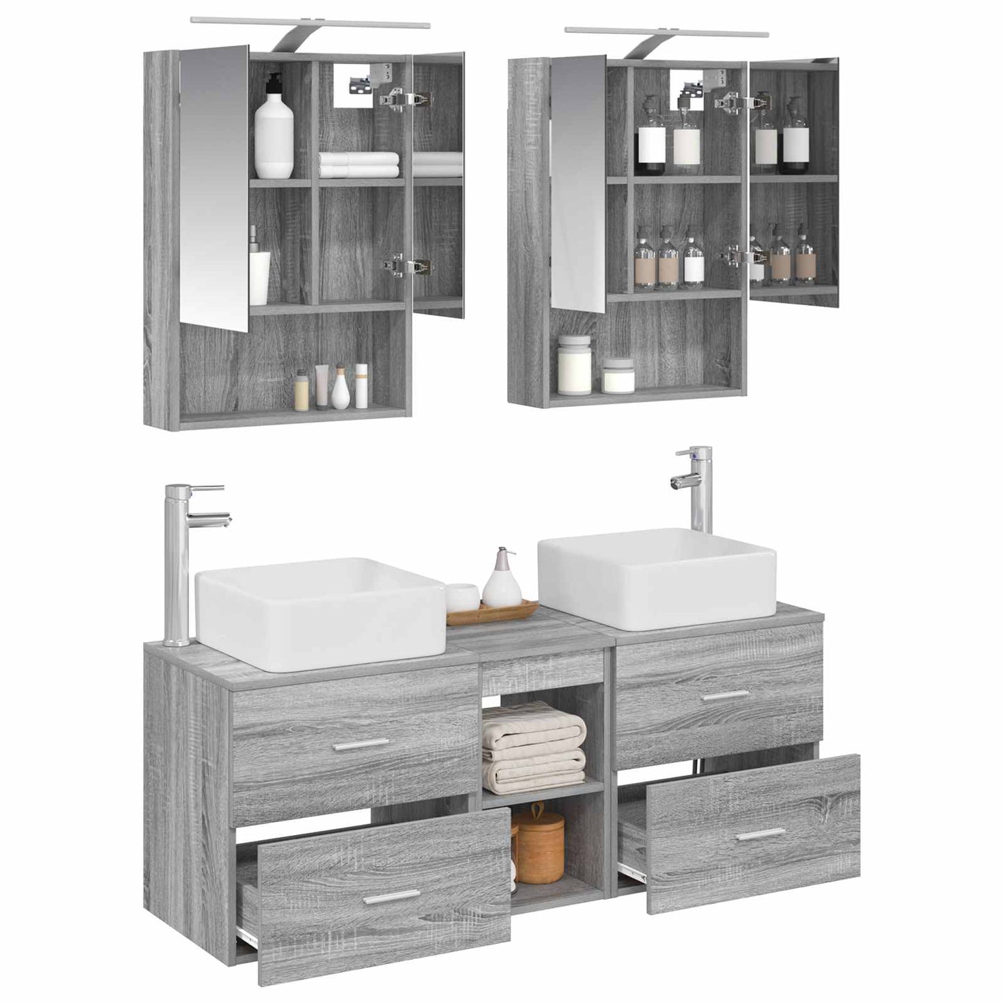 vidaXL Bathroom Furniture Set 5 pcs Grey Sonoma