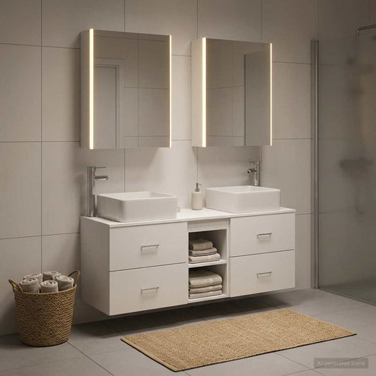 vidaXL Bathroom Furniture Set 5 pcs White Engineered Wood and Glass