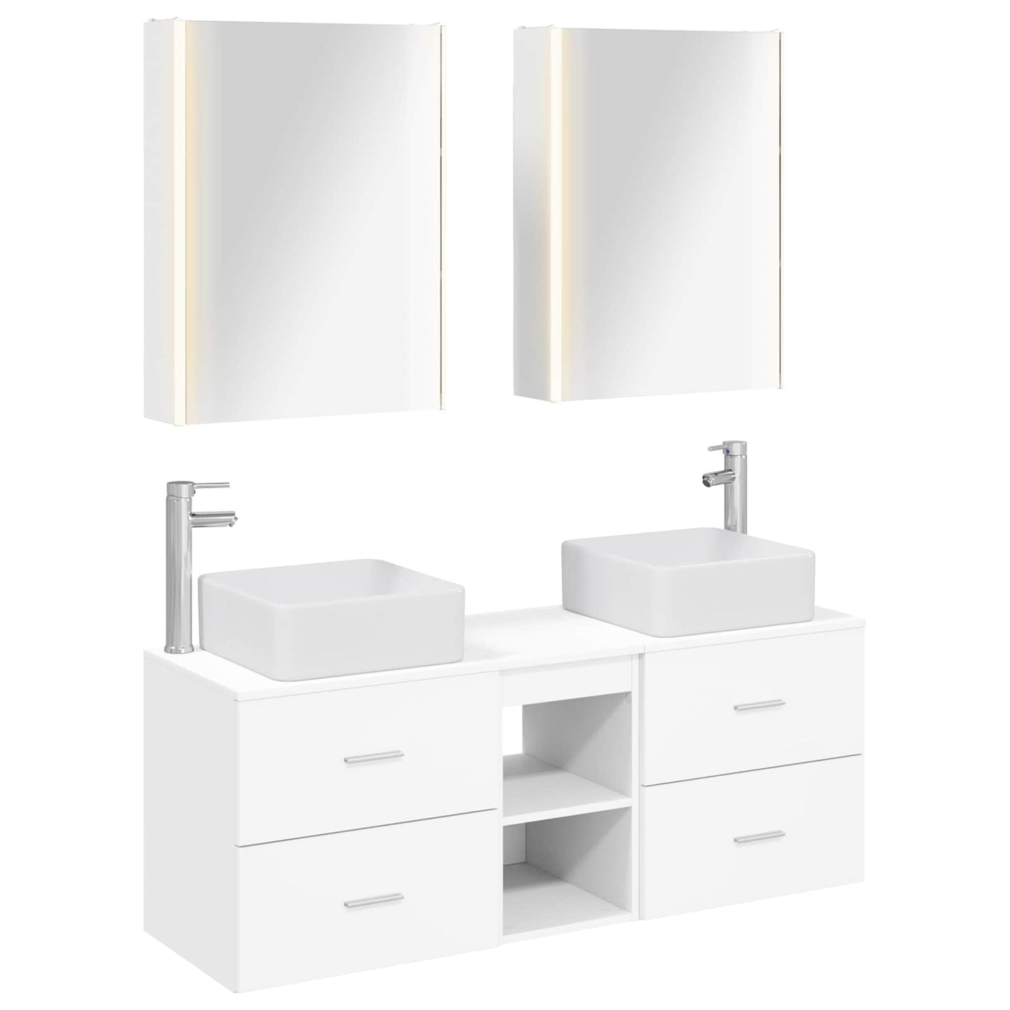 vidaXL Bathroom Furniture Set 5 pcs White Engineered Wood and Glass