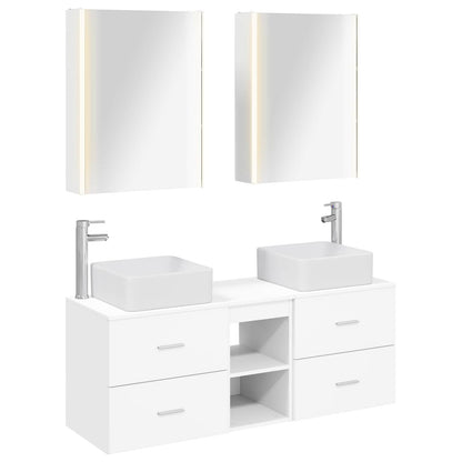vidaXL Bathroom Furniture Set 5 pcs White Engineered Wood and Glass