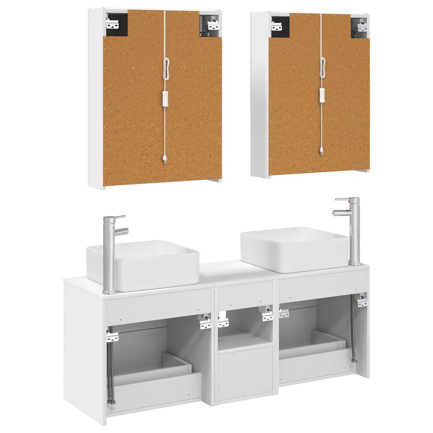 vidaXL Bathroom Furniture Set 5 pcs White Engineered Wood and Glass