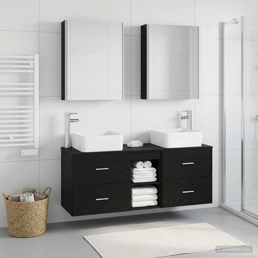 vidaXL Bathroom Furniture Set 5 pcs Black Oak